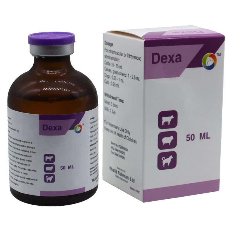 A bottle of Dexa Injection and with Dexa box.