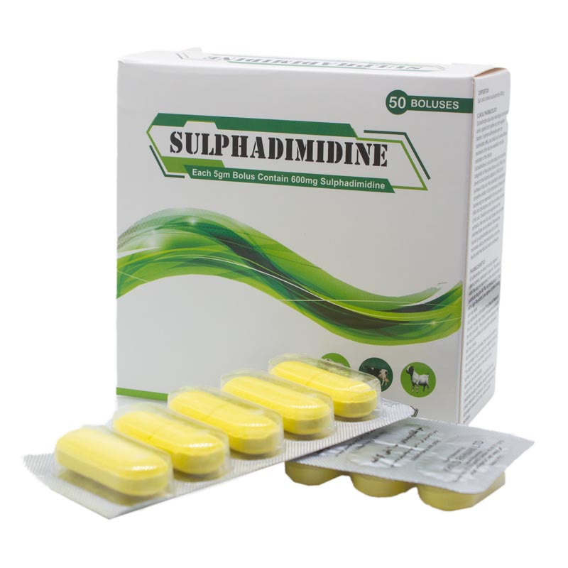 Sulphadimidine Boluses Box and Tablet pack.