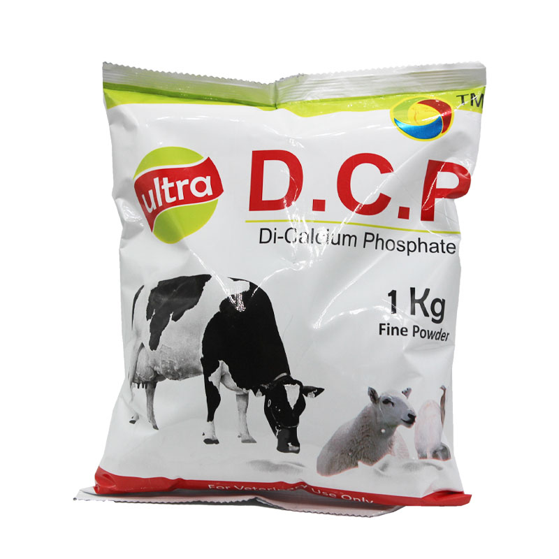 Ultra DCP powder with images of cow, sheep and goat on the pack.